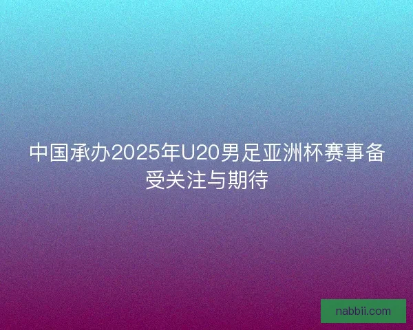 中国承办2025年U20男足亚洲杯赛事备受关注与期待 中国承办2025年U20男足亚洲杯赛事备受关注与期待