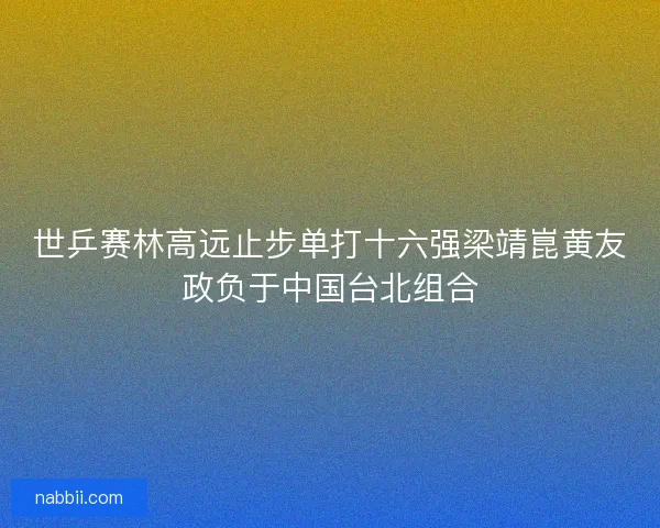 世乒赛林高远止步单打十六强梁靖崑黄友政负于中国台北组合
